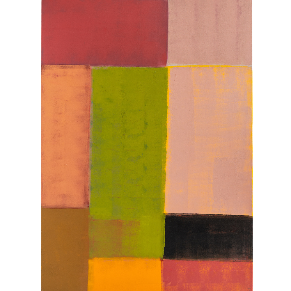 Grande toile abstraite à motifs géométriques aux couleurs vives  