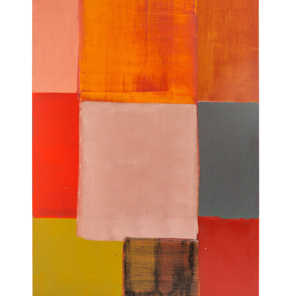 Grande toile abstraite à motifs géométriques aux couleurs vives