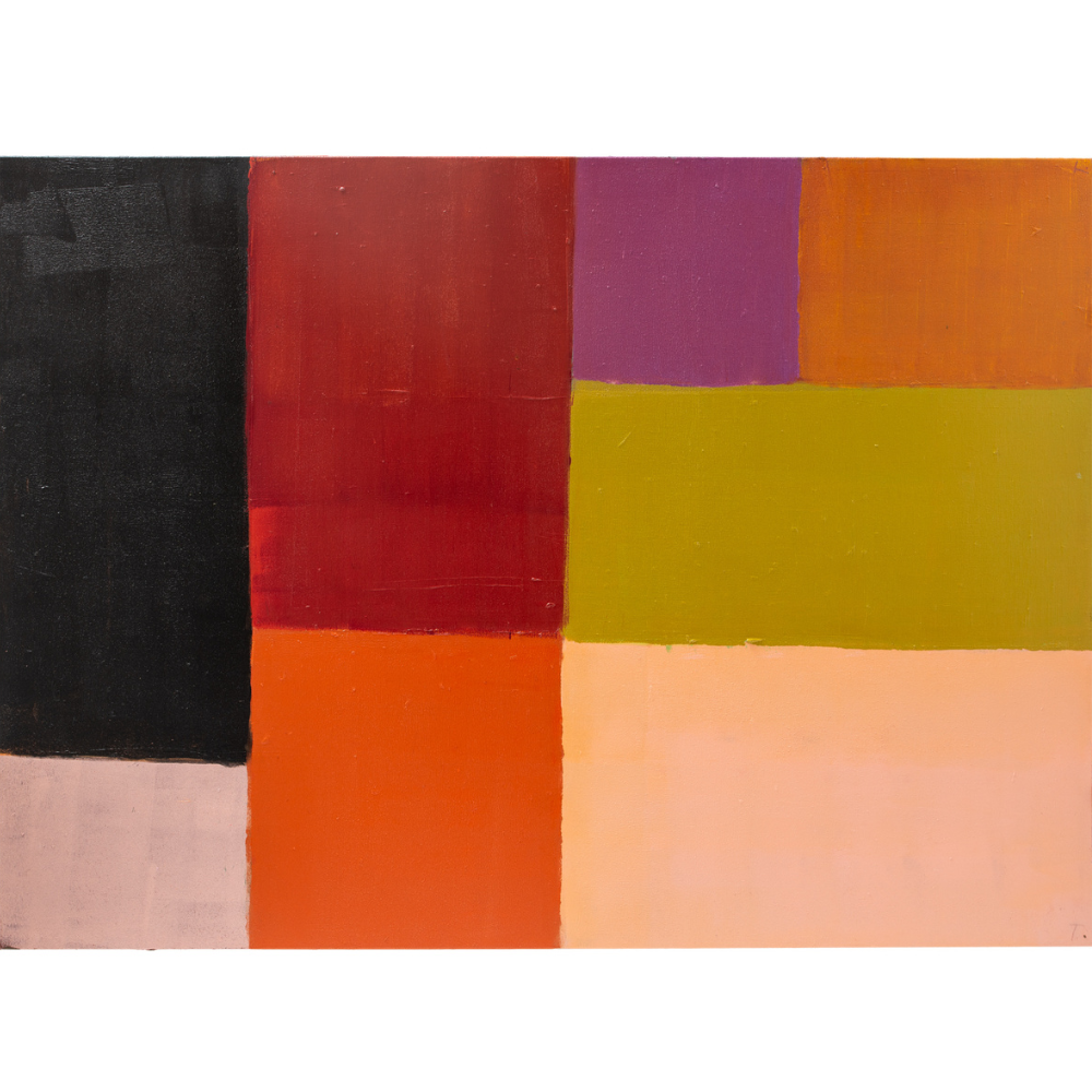 Grande toile abstraite à motifs géométriques aux couleurs vives  
