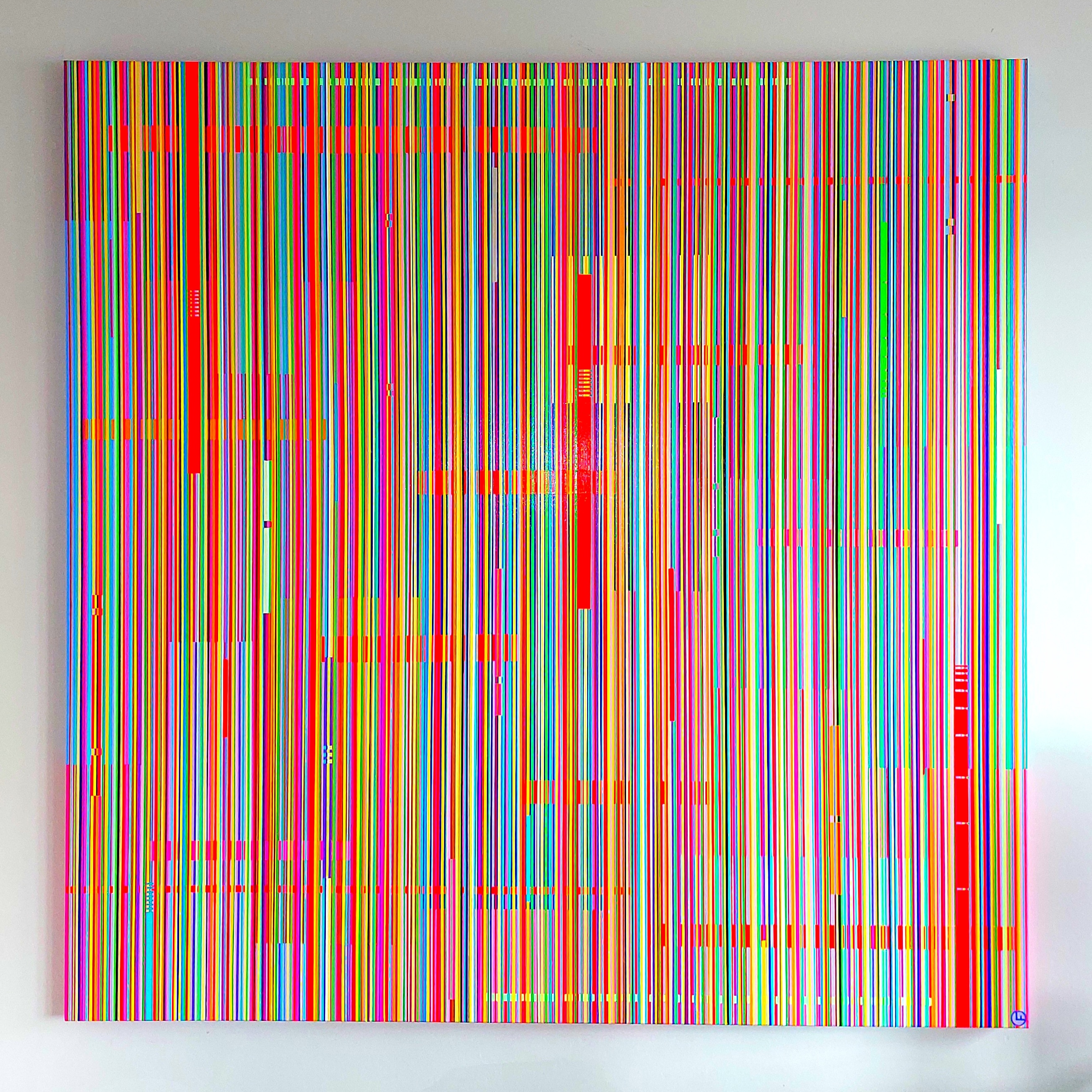 vertical multicolor lines painting 