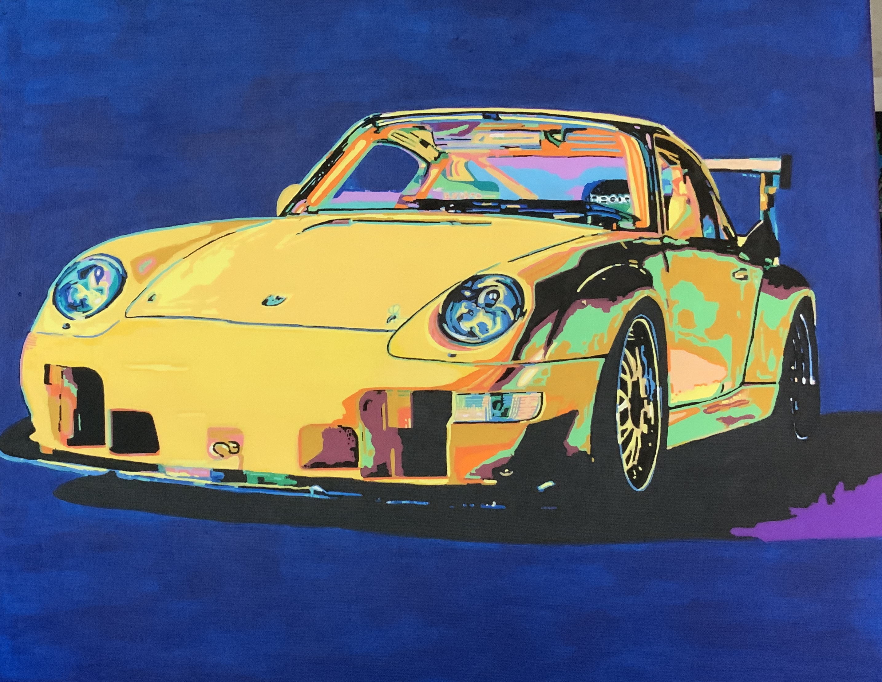 Kleurrijke popart Porsche 911