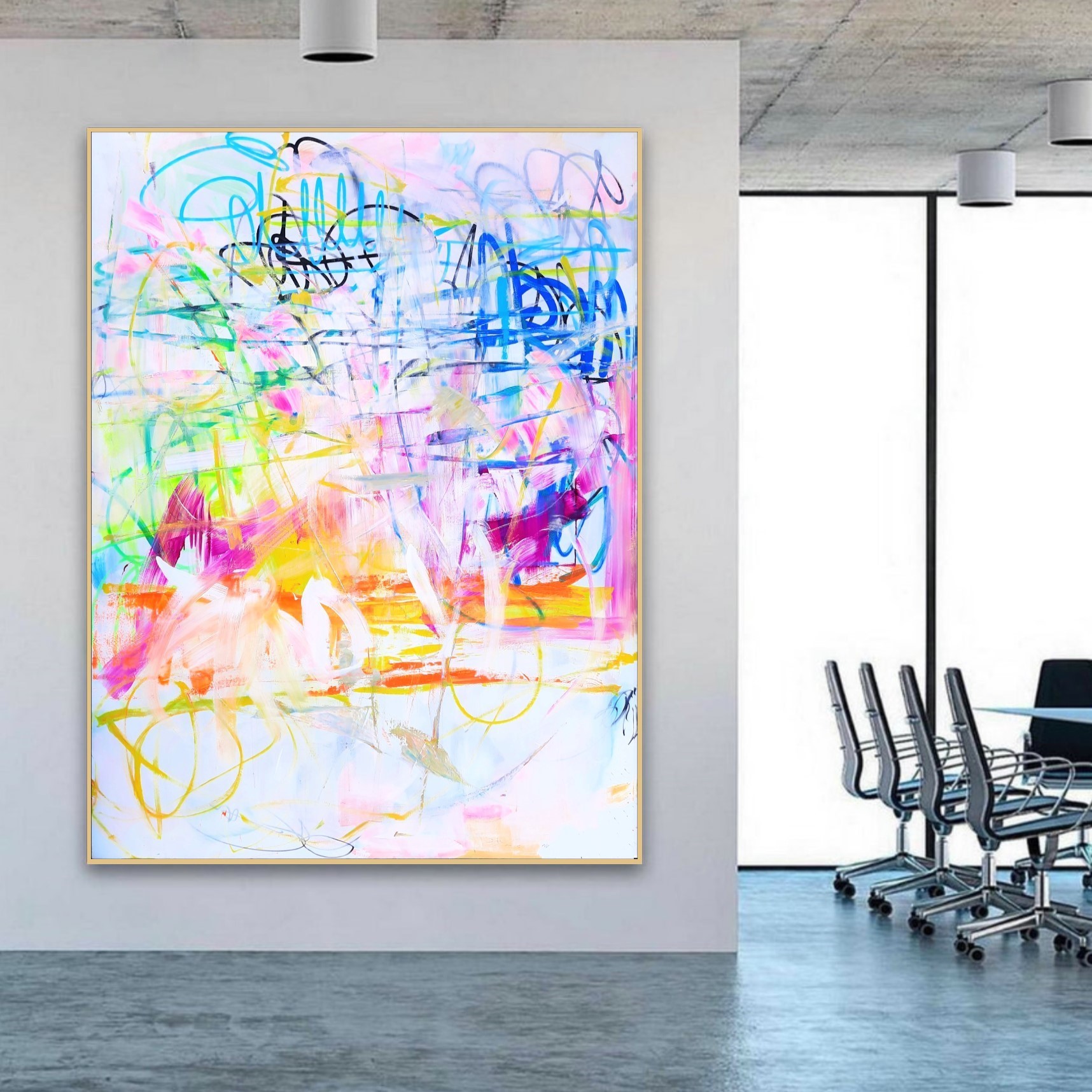 Toile 150x200x2cm, acrylique, marqueurs et encres. Art abstrait, contemporain. Oeuvre originale, Roxane Malu, 2022