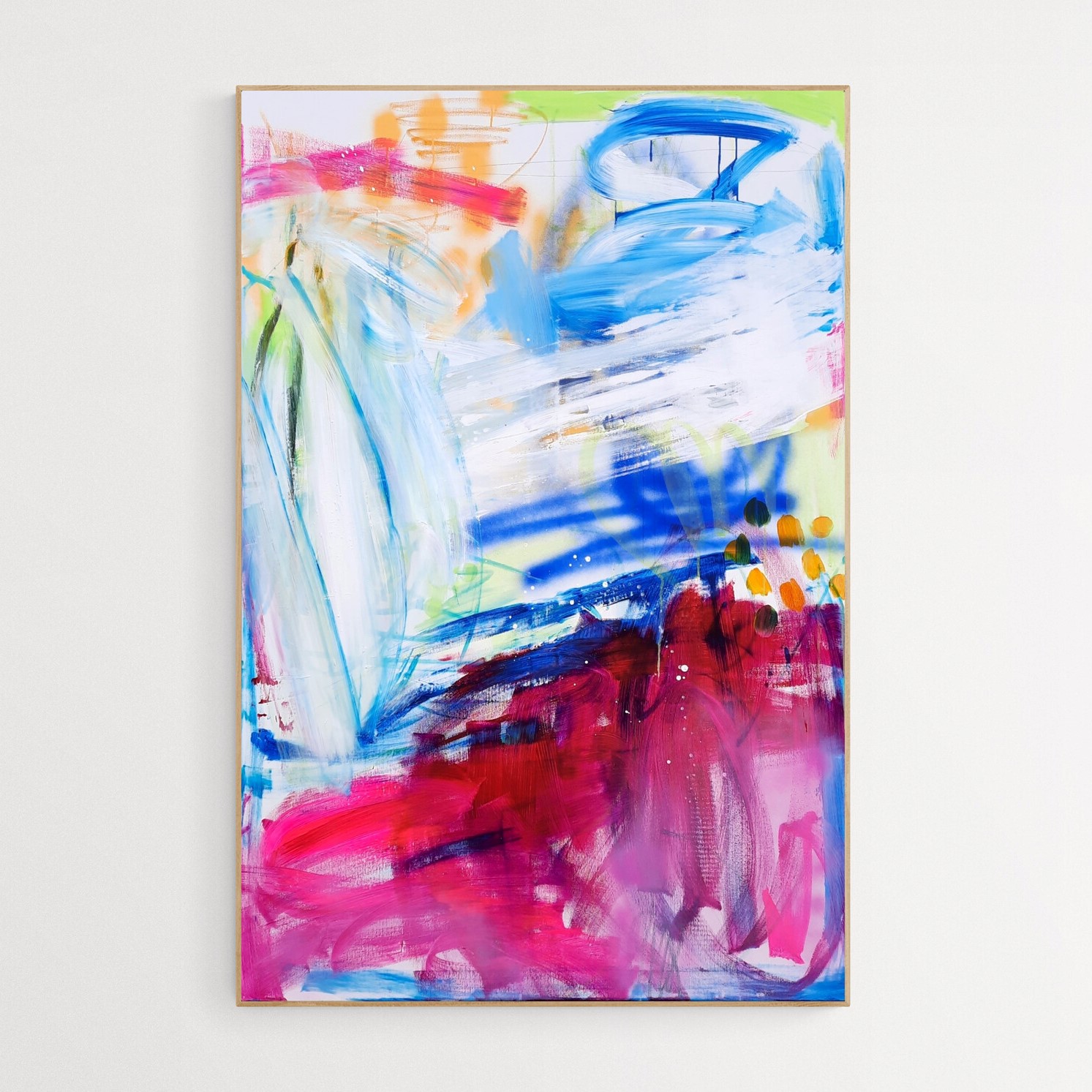 Toile contemporaine 150x100cm, acrylique, encres, peinture en bombe, 2023, Roxane Malu