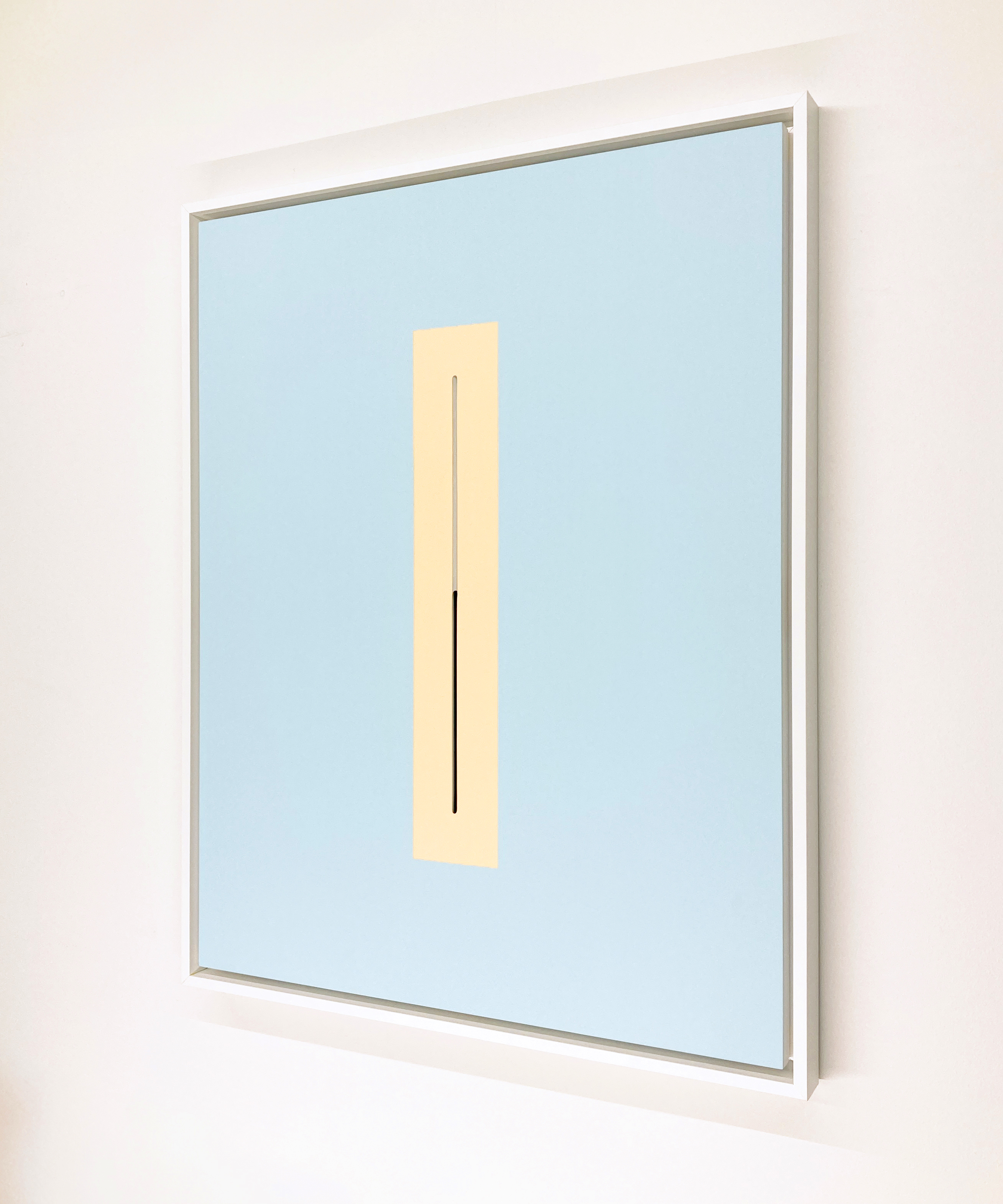 Rectangle orangé sur bleu, double découpe