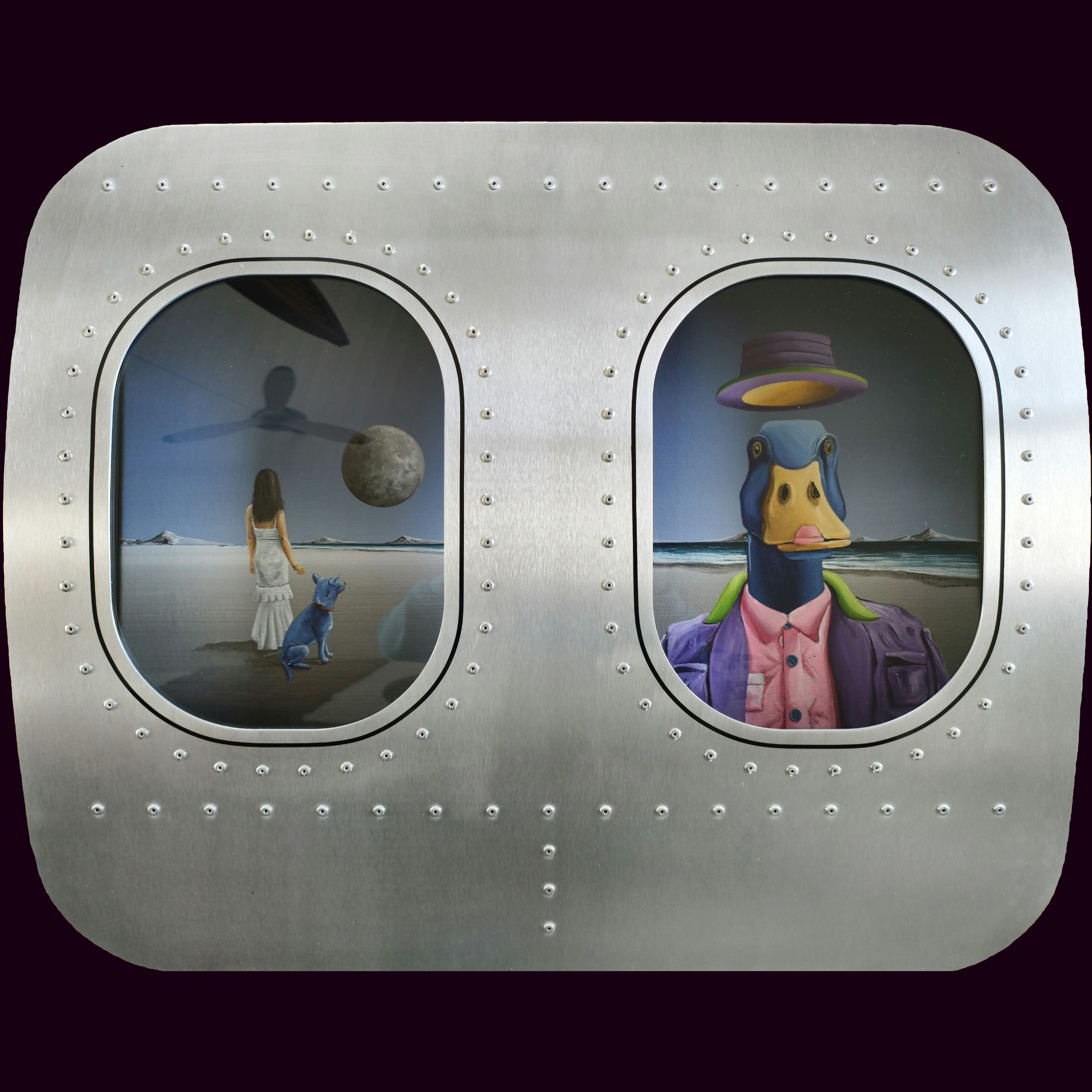 Summer Travel. Double Airplane Window