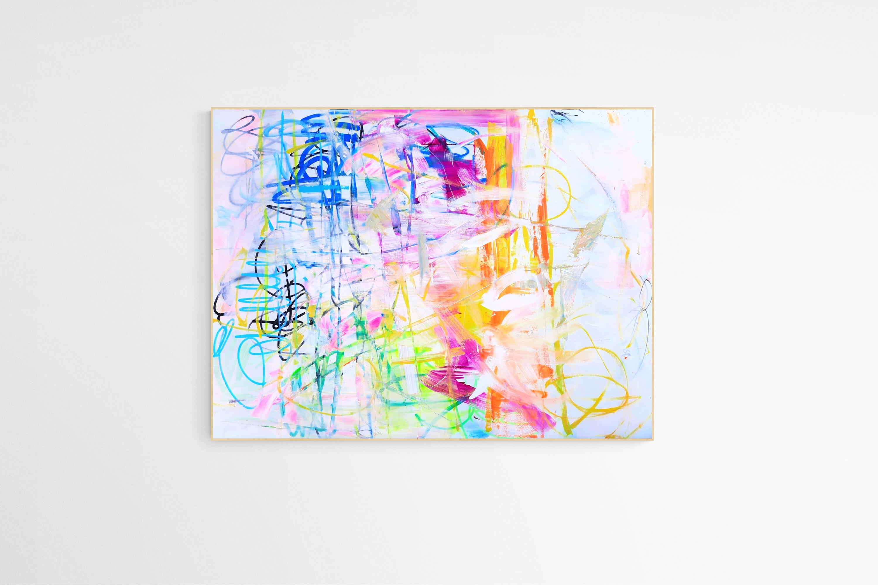 Toile 150x200x2cm, acrylique, marqueurs et encres. Art abstrait, contemporain. Oeuvre originale, Roxane Malu, 2022
