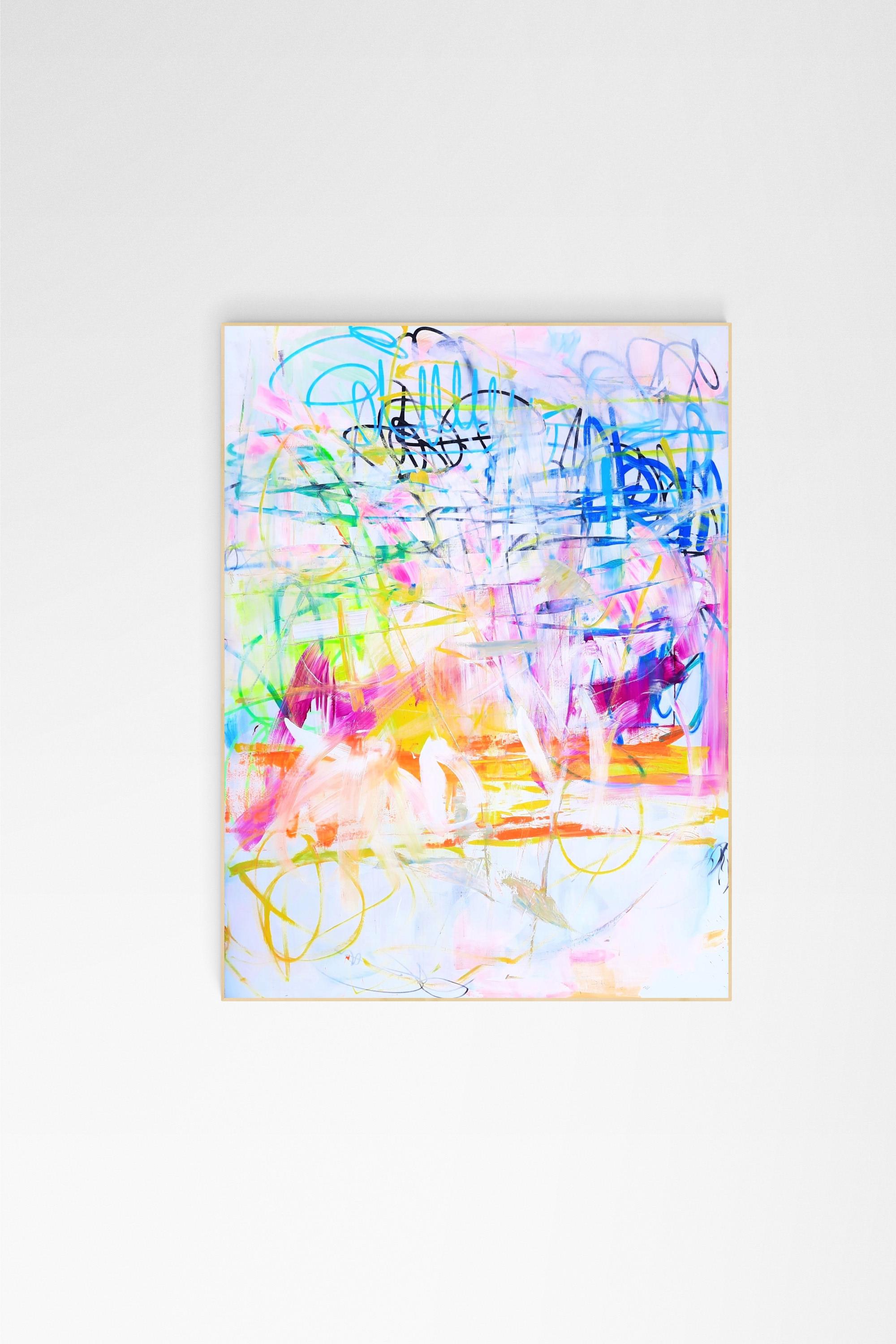 Toile 150x200x2cm, acrylique, marqueurs et encres. Art abstrait, contemporain. Oeuvre originale, Roxane Malu, 2022