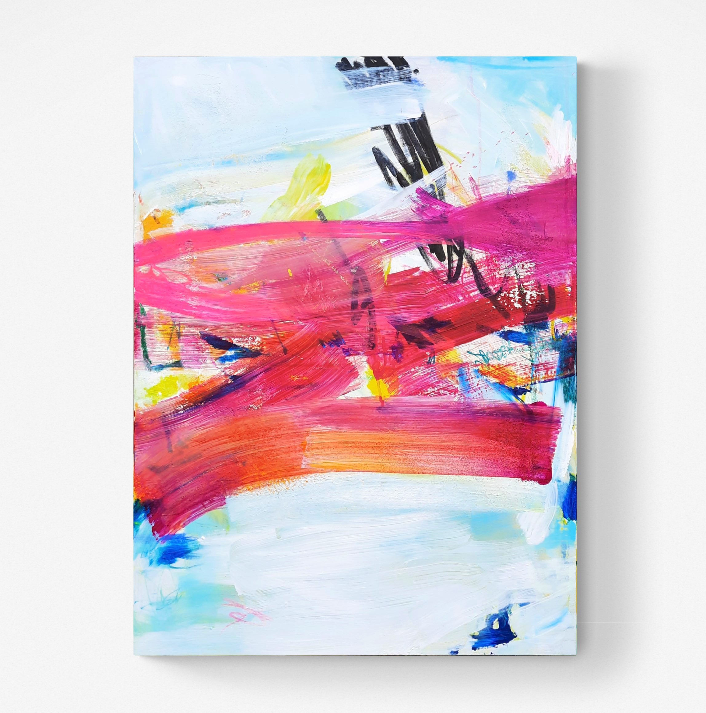 Toile 60x80x2cm, acrylique, pastels et encres. Art abstrait, contemporain. Oeuvre originale, Roxane Malu, 2022