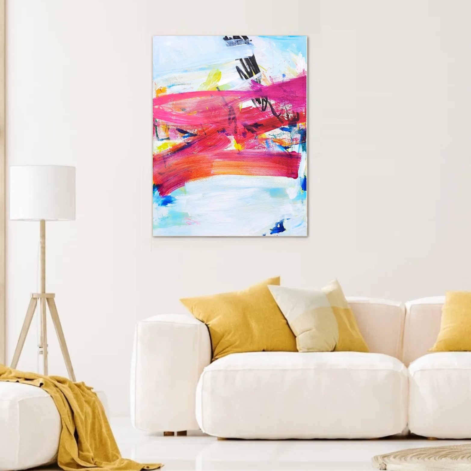 Toile 60x80x2cm, acrylique, pastels et encres. Art abstrait, contemporain. Oeuvre originale, Roxane Malu, 2022