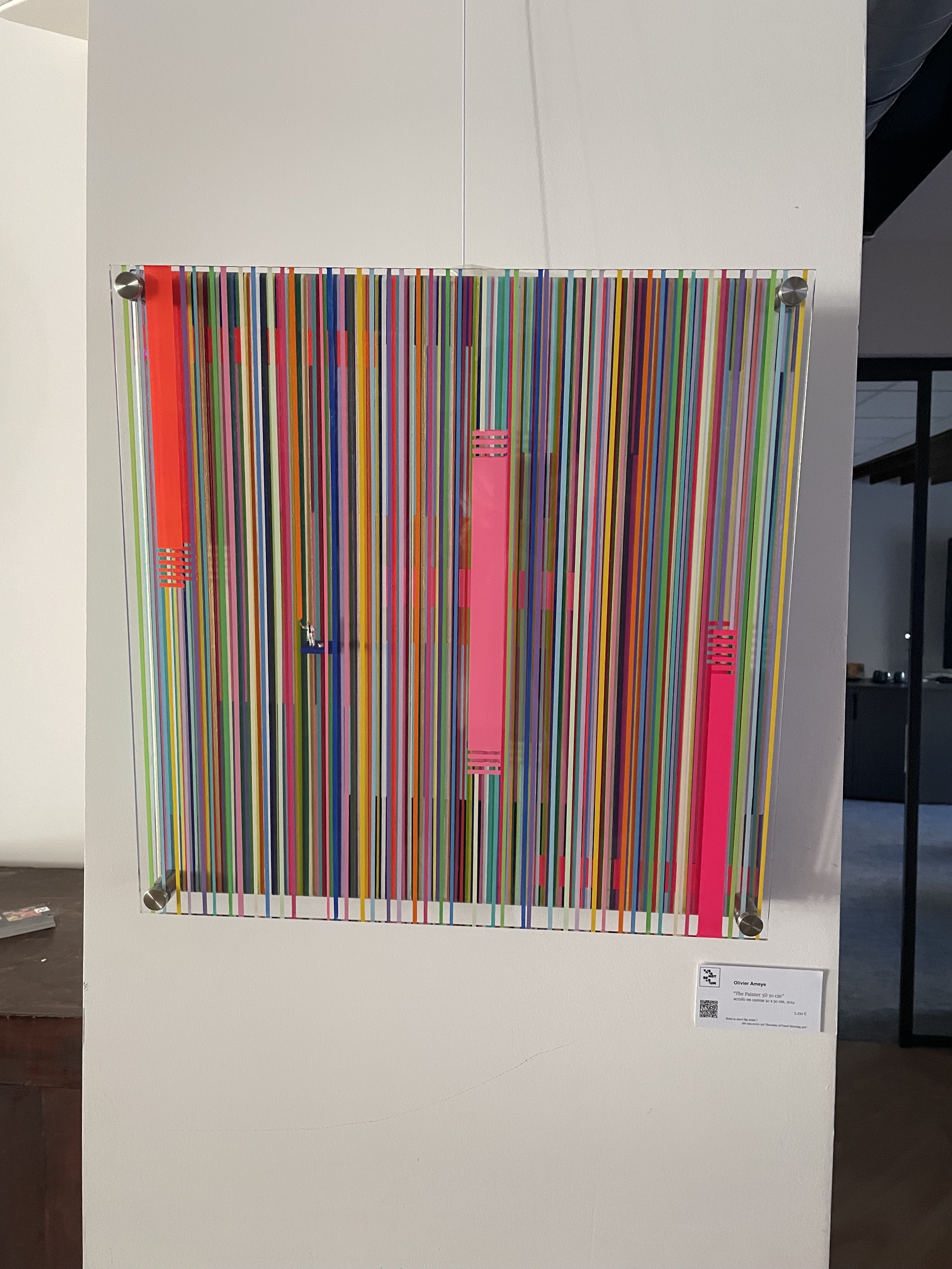 the painter Olivier Ameye schilderij met lijnen