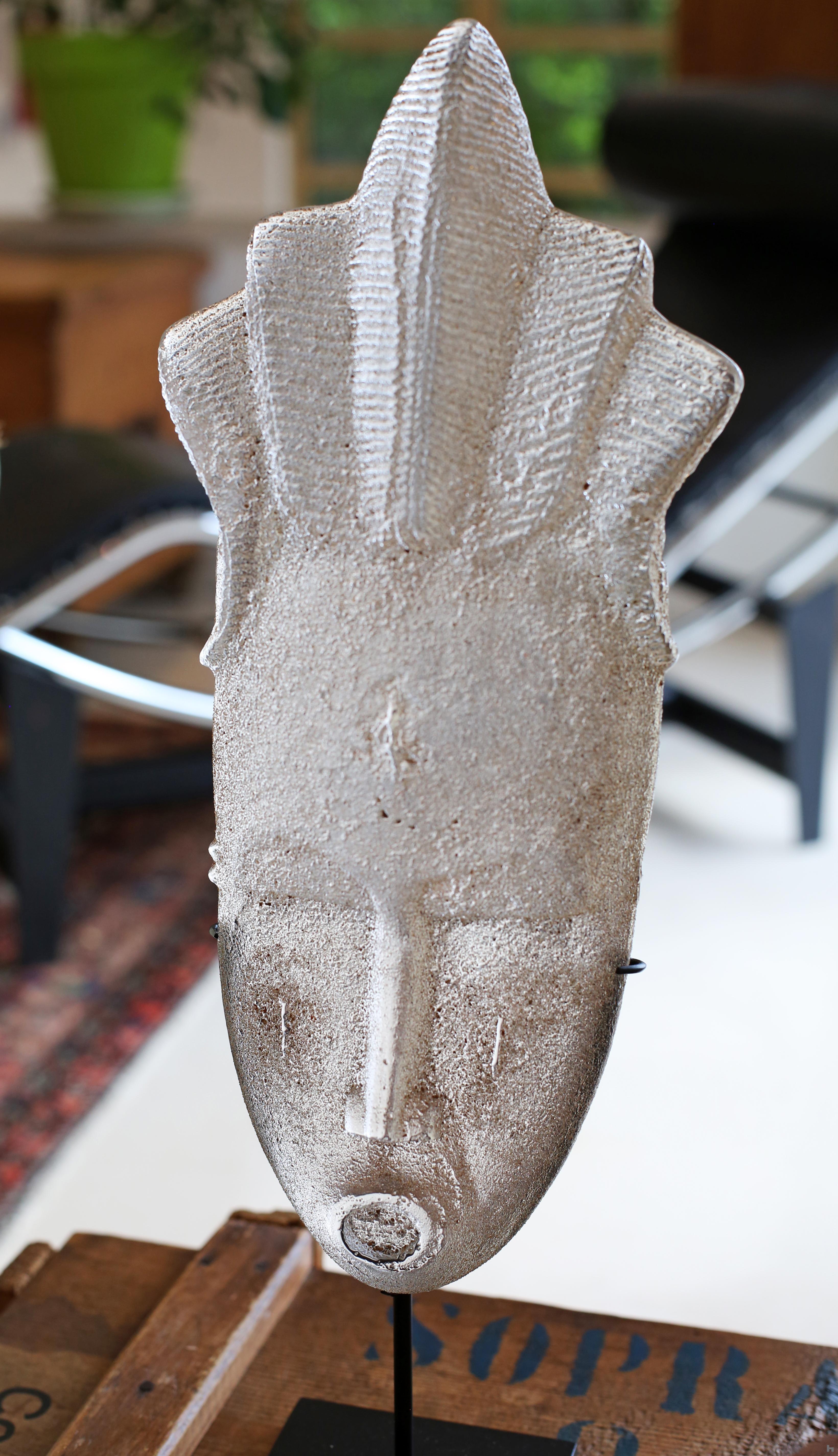 Roots, Baoule mask in cast glass