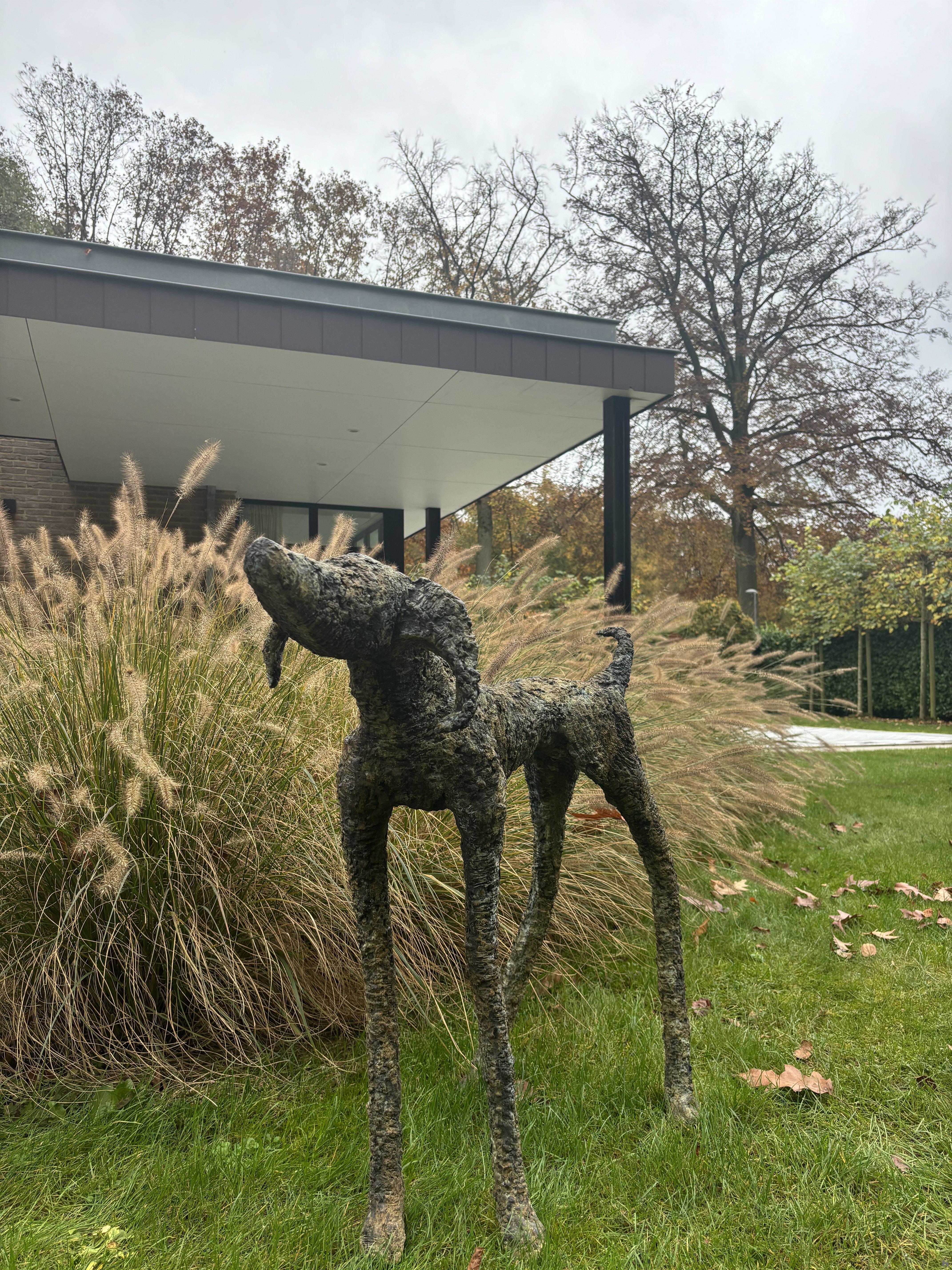 sculpture d'un chien en bronze