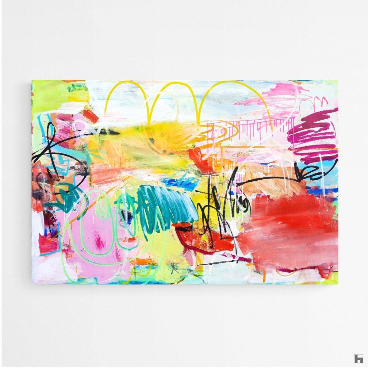 Toile 150x100x2cm, acrylique, pastels, marqueurs, encres. Art abstrait, contemporain. Oeuvre originale, Roxane Malu, 2022