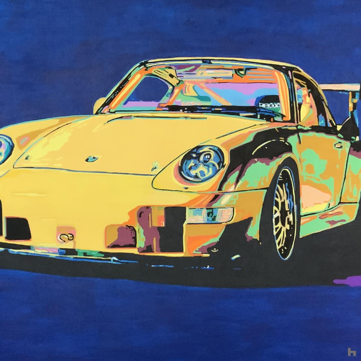 Kleurrijke popart Porsche 911