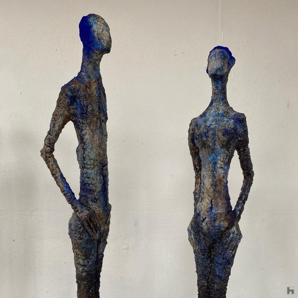 blue print mixed media sculpture