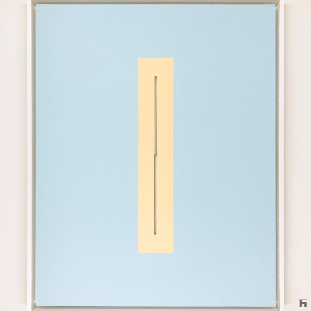 Rectangle orangé sur bleu, double découpe