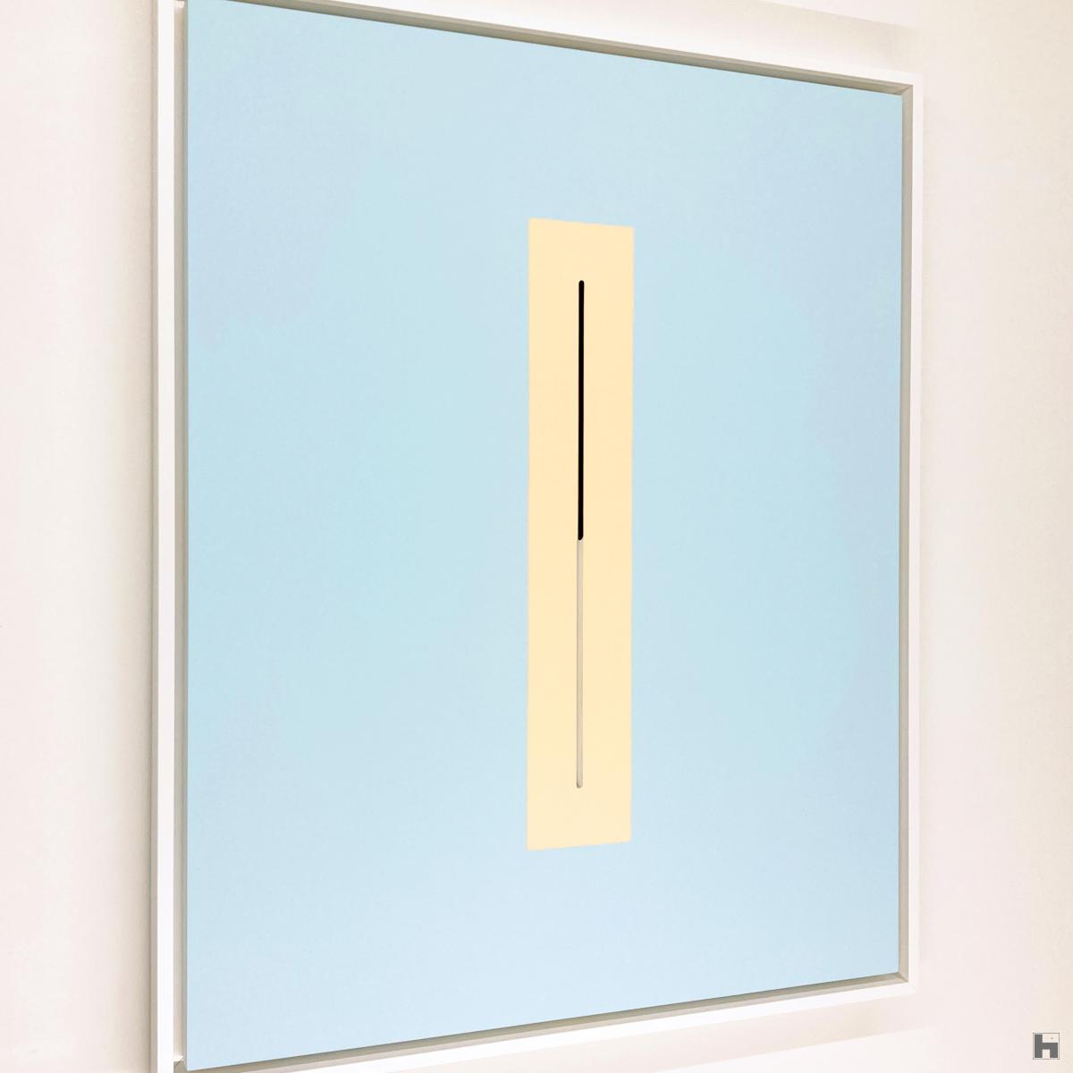 Rectangle orangé sur bleu, double découpe