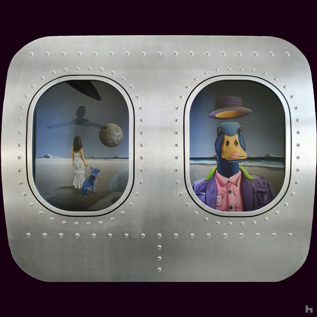 Summer Travel. Double Airplane Window