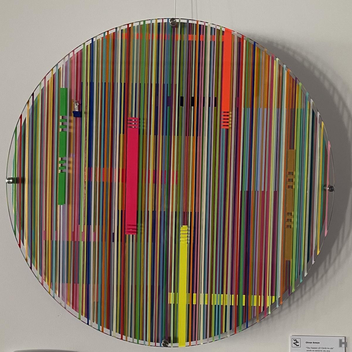 peinture dans un cadre rond lignes