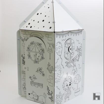 Illustrated cardboard hut - Tetragone with roof
