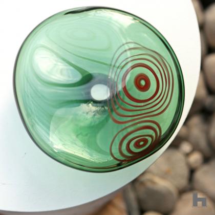 Seeds, blown glass pebble, forest green & red