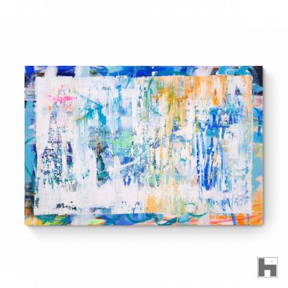 Acrylique, marqueurs, pastels et encres sur toile 150x100x2cm. Recherche abstraite signée Roxane Malu, 2022