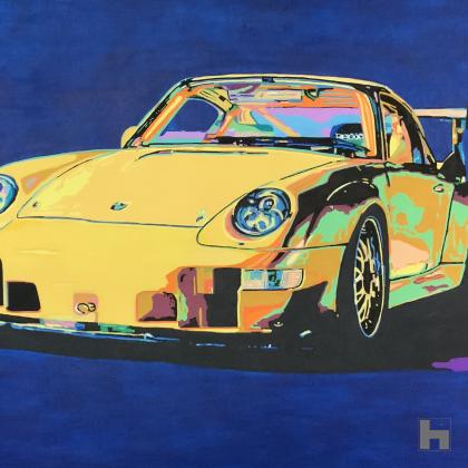Kleurrijke popart Porsche 911
