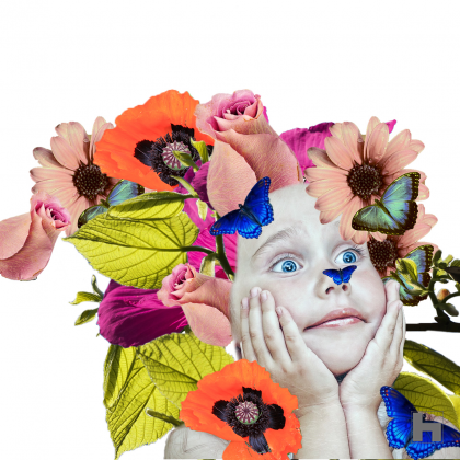 Head in the Butterflies - digital collage - limited edition