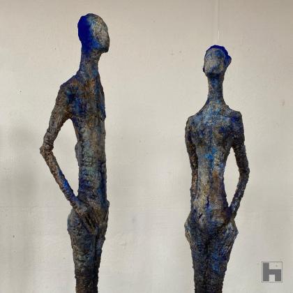 blue print mixed media sculpture