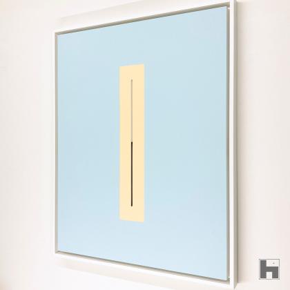 Rectangle orangé sur bleu, double découpe