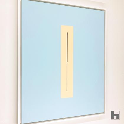 Rectangle orangé sur bleu, double découpe