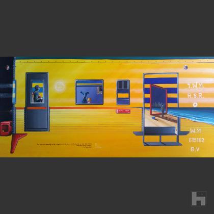 Saï Thaï-Leaving the City Lights Behind. Peinture surréaliste