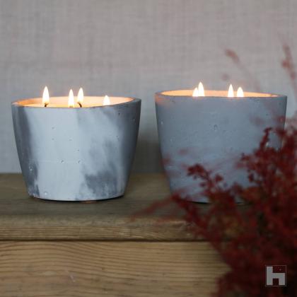 Terrae, Rose Bay scented candle, concrete and vegetable wax design