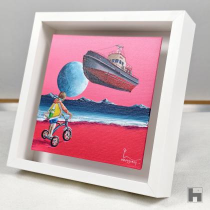 The Day She realised She Could Fly - Acrylic on Canvas panel - framed - side view
