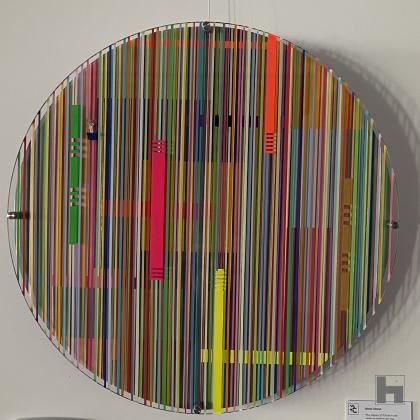 peinture dans un cadre rond lignes